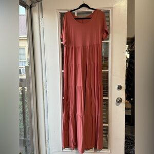 Casual Coral Maxi Dress